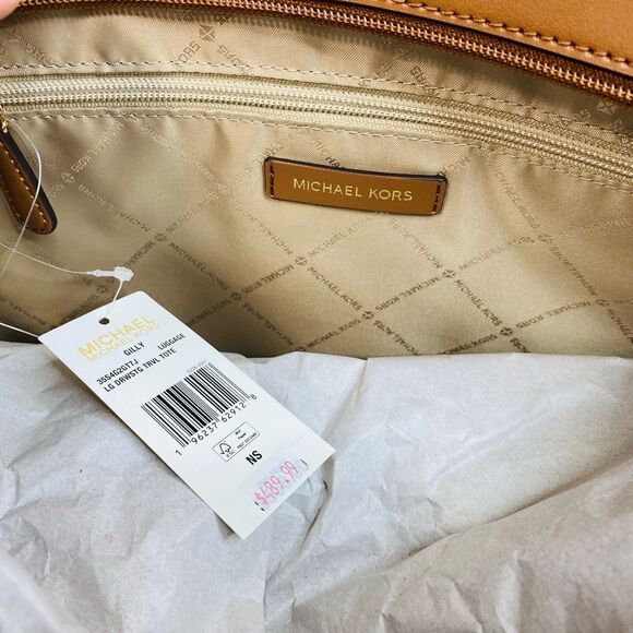 Michael Kors Women's Gilly Logo Jacquard Large Drawstring Travel Tote - Picture 7 of 11